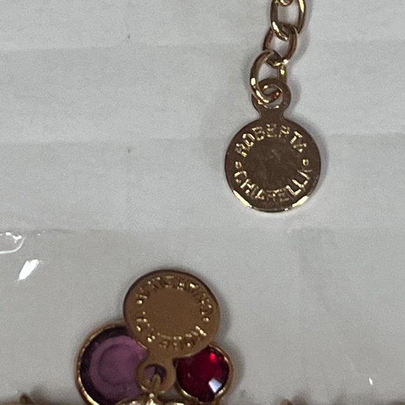 Roberta Chiarella Swarovski Red Purple Stone Gold Tone Necklace & Bracelet Set - Picture 5 of 5